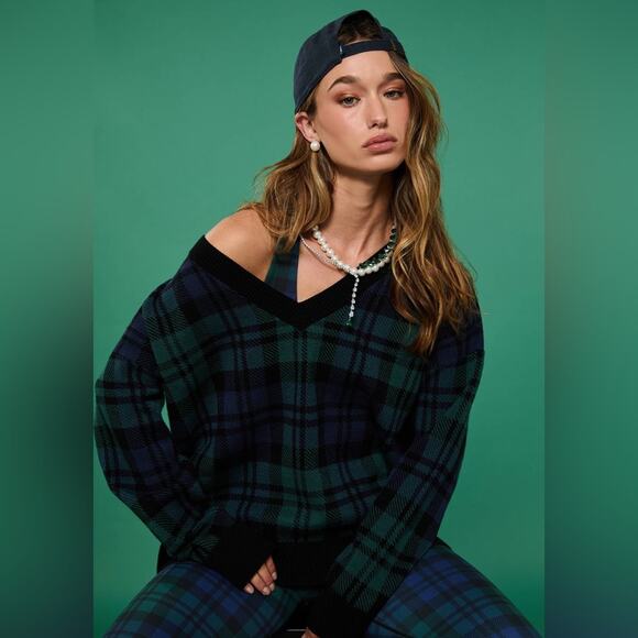 Beach Riot Joey Sweater Wintergreen Plaid XL - Picture 9 of 9